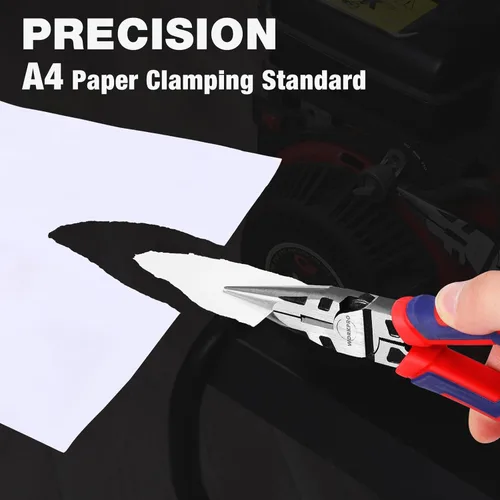 Miniatura 2 de WORKPRO Premium Alicates de Punta de Aguja de 8”, Precisión de Pinza para Papel, Acero CRV de Alta Resistencia, Gran Empuñadura Suave con Cortador