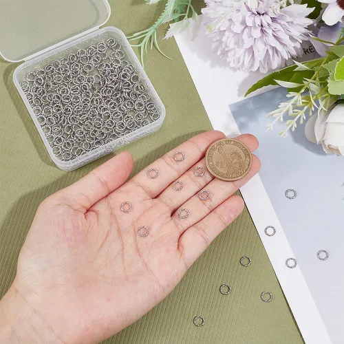 Miniatura 4 de UNICRAFTALE 300 anillos de salto abiertos de acero inoxidable 304 de 0.236 pulgadas, anillos redondos trenzados para hacer joyas, manualidades