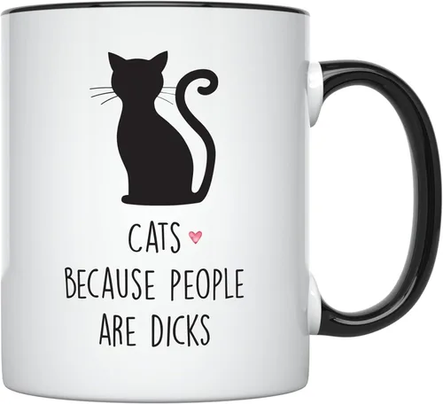 YouNique Designs Divertidas tazas de café para gatos, taza de café portátil de 11 onzas, tazas de gato para amantes de los gatos, regalos para
