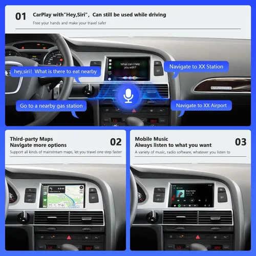 Miniatura 6 de Road Top Kit de reacondicionamiento automático inalámbrico CarPlay Android para Audi A6 S6 (2010-2011) y para Audi Q7 (2010-2015) con sistema MMI 3G