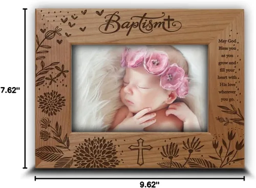 Miniatura 6 de BELLA BUSTA -Bautizo Bautizo Bautizo Bebé Niña/Niño Bautizado Regalos de Padrinos -Ceremonia de Bautizar un Niño Marco Grabado (5x7 Horizontal)