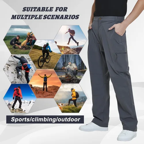 Miniatura 7 de MEETYOO Pantalones cargo de senderismo para hombre, impermeables, tácticos, ligeros, elásticos, para acampar
