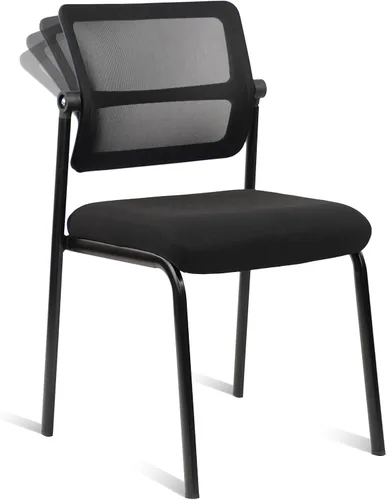 Miniatura 10 de CLATINA Silla apilable para sala de espera con respaldo de malla ajustable, sillas de recepción de invitados de oficina sin brazos con cojín