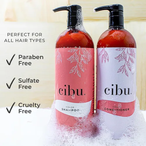 Miniatura 3 de CIBU Color Shampoo 30088 para cabello seco y teñido – Limpia, hidrata y fortalece suavemente – Revitaliza el cabello y el cuero cabelludo – Aroma
