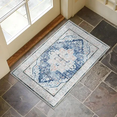 Miniatura 23 de DECOMALL Alfombra lavable de 2 pies 6 x 9 pies, alfombra para pasillo con respaldo de goma, antideslizante para cocina Rojo rosa