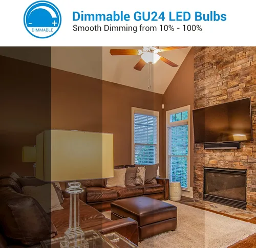 Miniatura 2 de DEWENWILS Bombilla LED GU24, equivalente a 60 W, bombillas regulables de 2 puntas, blanco cálido de 2700 K, 9 W 800 lúmenes, bombillas en forma A19