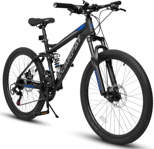 Miniatura 10 de 26 27.5 inch Mountain Bike Full Suspension, 21-Speed Steel Frame for Men & Women, Mechanical Disc Brakes Mens Mountain Bike, Outdoor Cycling
