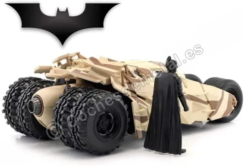 Miniatura 2 de Jada Toys 1:24 2008 Dark Knight Camouflage Batmobile - Coche fundido a presión con figura de Batman de 2.75 pulgadas, juguetes para niños y adultos