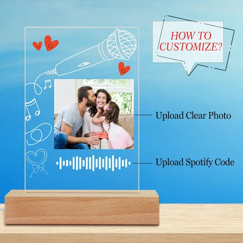 Miniatura 3 de Placa de arte musical personalizada con luz nocturna escaneable, cubierta de álbum de fotos, lámpara LED, regalo personalizado para el día