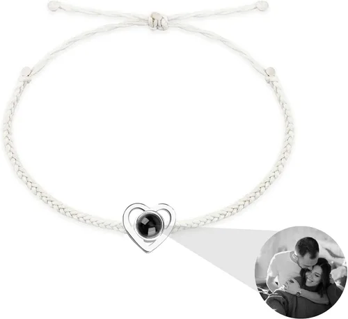Miniatura 14 de JINLIN Pulseras de proyección personalizadas, pulseras de fotos personalizadas para mujeres y hombres, pulsera con texto en inglés "I Love You
