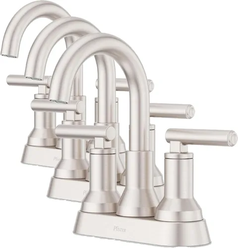 Miniatura 18 de Pfister Capistrano - Grifo de lavabo de baño, centro de 10.2 cm, 2 asas, 3 orificios, certificado NSF, acabado de níquel cepillado resistente a