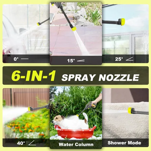 Miniatura 7 de LITEKON Lavadora a Presión Portátil Inalámbrica, Máx 750PSI, Batería 2x5.0Ah, Eléctrica de 4 Presión Ajustable con Tanque de 4.5Gal, Manguera