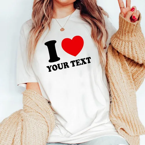 Miniatura 2 de LASFOUR Camiseta personalizada con texto en inglés "I Love My Girlfriend Boyfriend, I Love My Girl" con foto personalizada, camisas para parejas
