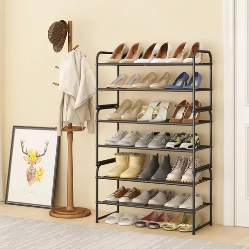 Miniatura 2 de Simple Trending - Zapatero apilable de 2 niveles, organizador de almacenamiento para zapatos de metal, negro