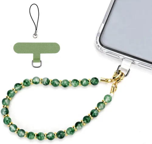 Miniatura 7 de VICHUNHO Correa de muñeca con cuentas de mármol para teléfono, cordón para celular con pestaña de sujeción, pulsera de muñeca manos libres Negro