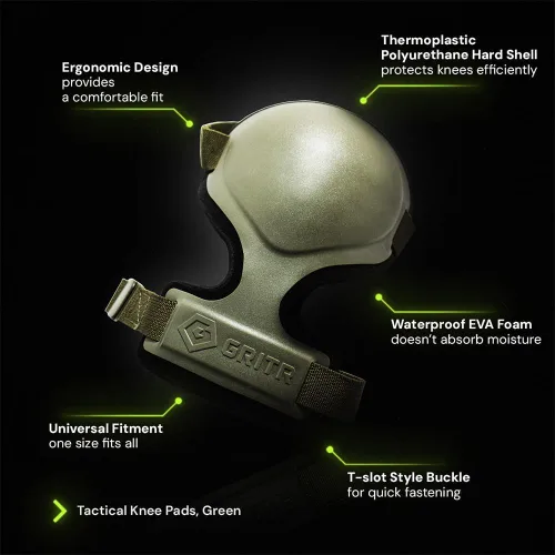 Miniatura 2 de GRITR Tactical Knee Pads for Work, Hunting, Construction, Gardening, Paintball w/Foam Padding, Hard Shell & Adjustable Straps - Heavy Duty Verde