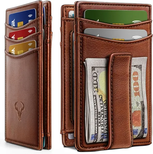 Miniatura 23 de BULLIANT Billetera Airtag para hombre, delgada con clip para dinero, cierre magnético, 12 tarjetas en el bolsillo frontal, bloqueo RFID