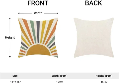 Miniatura 2 de AEIOAE Summer Sunshine - Juego de 2 fundas de almohada de 16 x 16 pulgadas, diseño de rayas amarillas, diseño bohemio, arco iris, sol