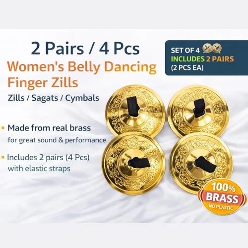Miniatura 2 de Wevez® 2 pares de zills de dedo danza del vientre para mujer, talla única, dorado