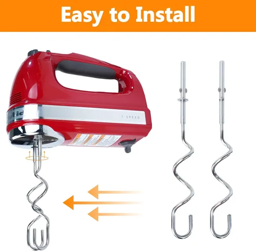 Miniatura 2 de 2 piezas de gancho de masa para batidora de mano, accesorios de acero inoxidable compatibles con batidora de mano kitchenAid, accesorios de repuesto
