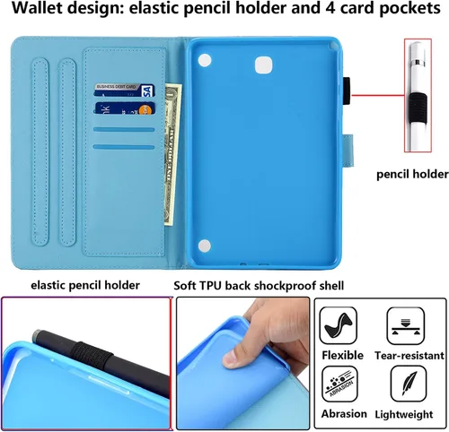 Miniatura 6 de Funda UUcovers para Galaxy Tab A 8.0 con cierre magnético, ajustado, función atril y tarjetero, con función de encendido y apagado automático, 8