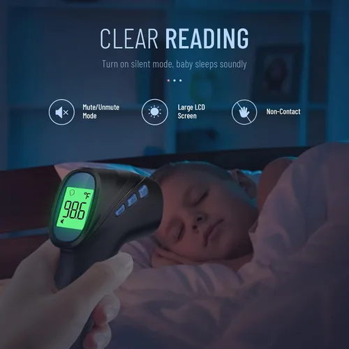 Miniatura 5 de Termómetro de frente para adultos y niños, termómetro infrarrojo digital con alarma de fiebre, resultados rápidos y precisos, fácil de usar