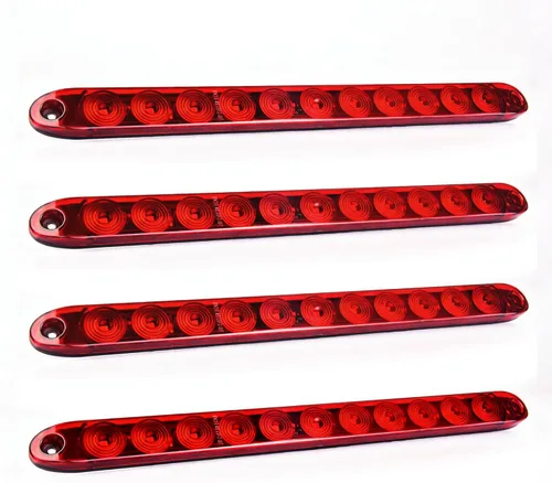 Miniatura 8 de MICTUNING 2 barras de luz LED rojas de 16 pulgadas, 11 luces LED para remolque, impermeables, selladas, luces direccionales, barra de freno, barra
