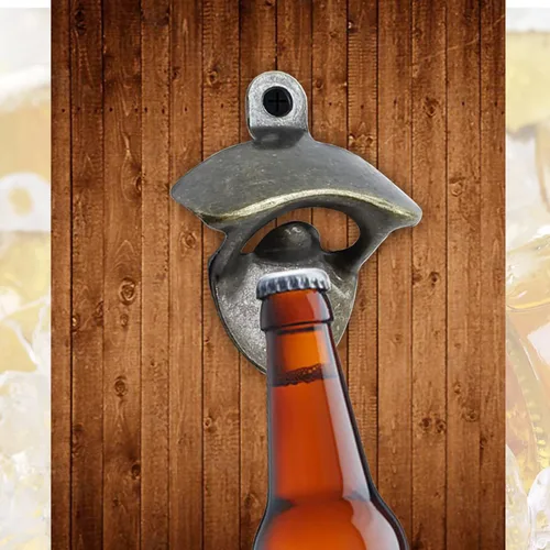 Miniatura 3 de TIHOOD Abrebotellas montado en la pared, 12 piezas, abrebotellas de cerveza vintage, adecuado para bares, hoteles KTV, hogares (bronce verde)
