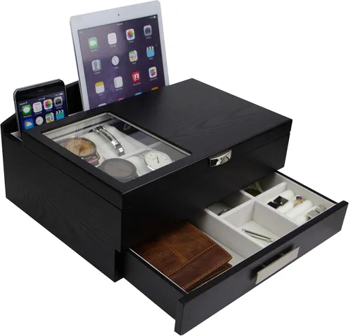 Miniatura 6 de Alta calidad Executive Man 's Valet de madera caja de almacenamiento