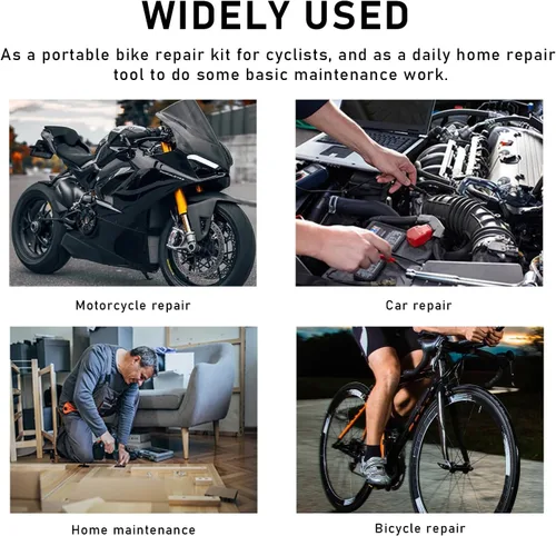 Miniatura 6 de Kit de herramientas para reparación de bicicleta Wevdn, herramienta multifunción de 16 en 1 con llave hexagonal y destornillador, herramienta