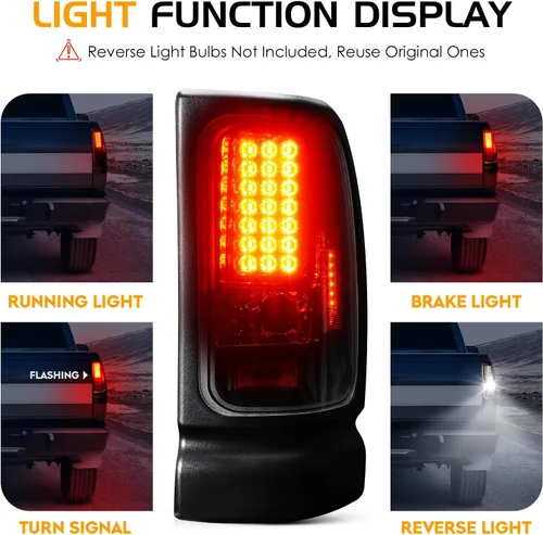 Miniatura 2 de Conjunto de luz trasera LED + tercera luz de freno para Dodge Ram 1500 1994-2001, para Dodge Ram 2500 3500 1994-2002, luces traseras y luz de freno