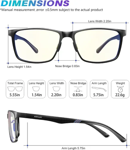 Miniatura 6 de ANYLUV Al-Mg - Lentes de bloqueo de luz azul metálico + lentes de fibra de carbono