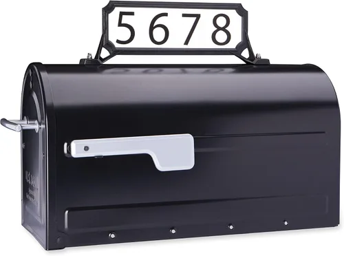 Miniatura 5 de Architectural Mailboxes Roxbury - Combo de buzón y poste de acero prémium con placa de dirección de Manhattan, mediano, negro