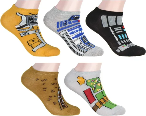 Hypnotic Hats Calcetines de Star Wars para adulto, disfraz de personaje para adulto, calcetines de cosplay, 5 pares mixtos y combinados, zapato-