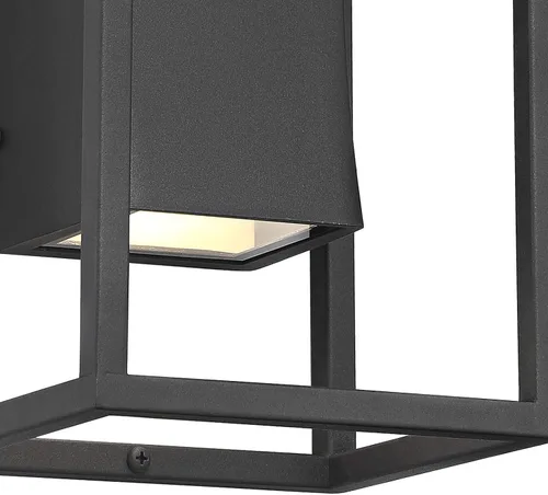 Miniatura 3 de Possini Euro Design Kell - Moderna lámpara de pared para exteriores, con textura, color negro, regulable, LED de 14 pulgadas, difusor de vidrio