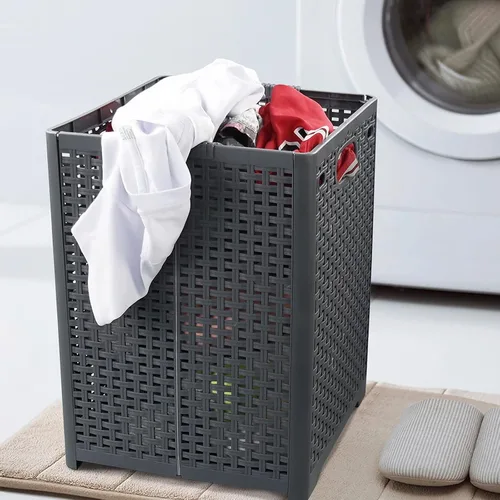 Miniatura 4 de Kekow 1 paquete de 42 L cesta plegable de plástico, color gris Cesta plegable para ropa sucia