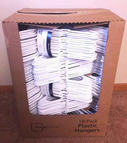 Miniatura 2 de Lote 100 Mainstays Plástico Tubular Ranurado Blanco Adulto Ropa Perchas