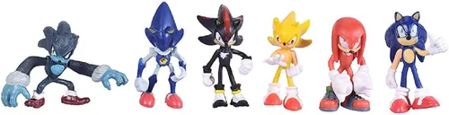 Miniatura 2 de Classic Sonic - Juego de figuras de 15 piezas, amigos, palmeras, gemas de Sonic