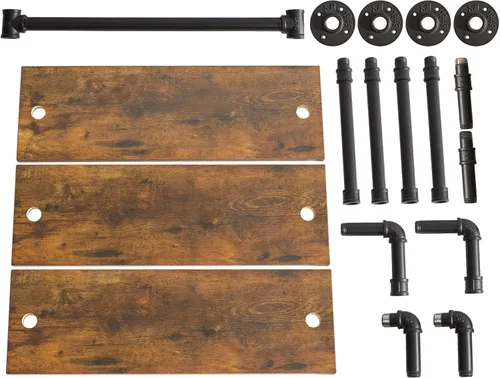 Miniatura 7 de IBUYKE Estante industrial para tubería, estantería de montaje en pared de 40.5 pulgadas, estante de pared de 3 niveles con toallero, estantes