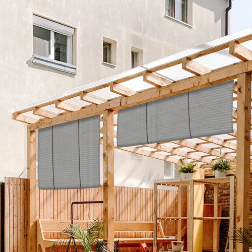 Miniatura 8 de Persianas enrollables para exteriores, para porche, terraza, pérgola, patio, balcón, glorieta, privacidad, 4 pies de ancho x 6 pies de alto