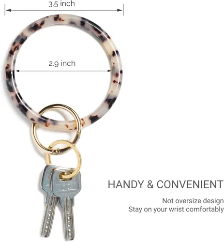 Miniatura 3 de Mymazn Llavero pulsera de pulsera para mujer, llavero redondo de acetato