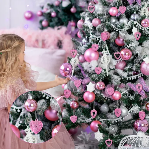 Miniatura 6 de Sieral 24 piezas de decoración de San Valentín, adornos de San Valentín de corazón de cristal para árbol, mini adornos galentinos de vidrio hilado