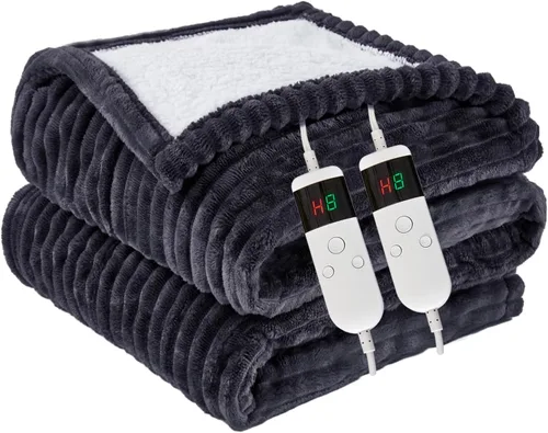Miniatura 33 de Manta térmica portátil con mangas y bolsillo para el pie, manta térmica de calentamiento rápido con 10 ajustes de calor apagado automático