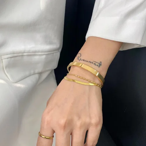 Miniatura 5 de Caenyo Pulseras de oro para mujer, chapadas en oro de 14 quilates, pulseras de espiga cubanas en capas, pulsera ajustable de cadena de perlas