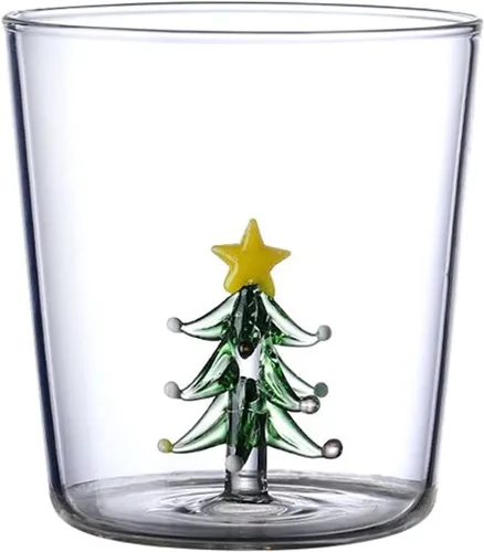 Miniatura 8 de Vaso de vidrio 3D con figura de árbol de Navidad en el interior, sin tallo, para vino, agua, leche, copa de vidrio, copa de árbol de Navidad