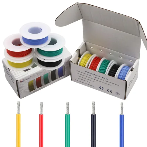 Cable de conexión de cobre estañado de silicona flexible de 18 AWG, cable eléctrico trenzado de 600 V para proyectos electrónicos y eléctricos de