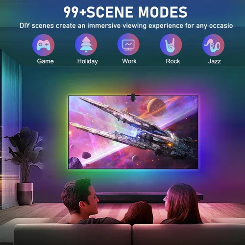 Miniatura 6 de Diyife Retroiluminación LED de TV de 16.4 pies con sensores AR sincronizados con televisores de 65 a 75 pulgadas [actualizada], tira