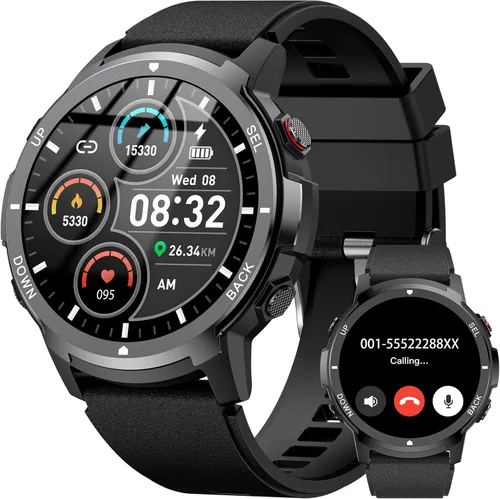 Miniatura 8 de Smart Watches for Men with 4 Buttons, 1.43'' AMOLED Fitness Watch with Heart Rate/BP/Sleep Tracker, Pedometer, 110+ Sport Modes, Password, Blue