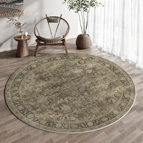 Miniatura 74 de Alfombra de área marrón lavable de 2 x 3 pies, alfombra vintage para entrada y cocina, antideslizante, suave, de pelo bajo desgastado, alfombra