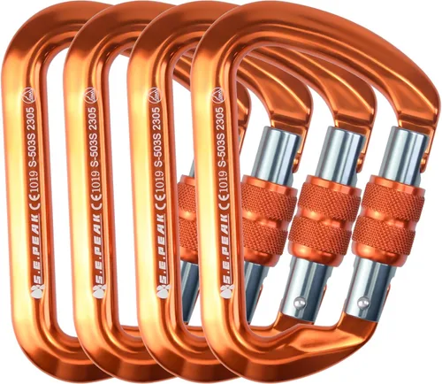 Miniatura 18 de SEPEAK UIAA - Mosquetón de escalada con bloqueo de 30 kN, clip profesional para puerta de tornillo resistente para escalada al aire libre